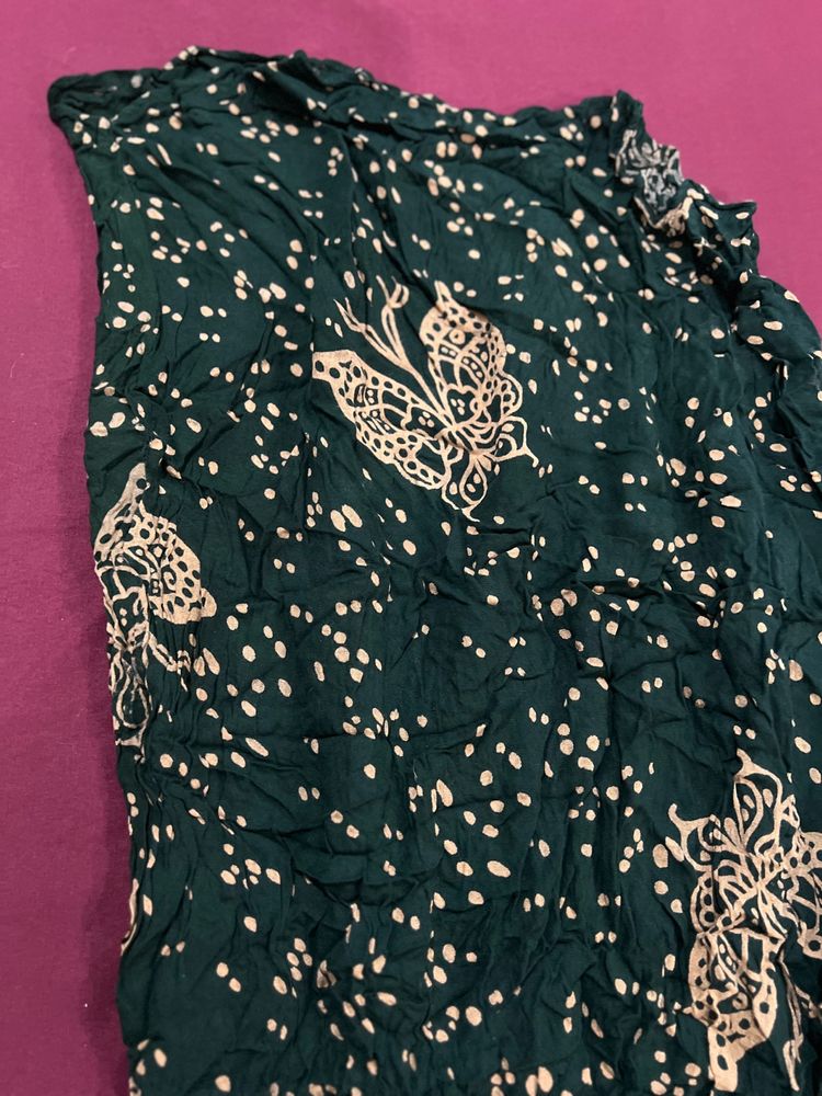 green color printed dress