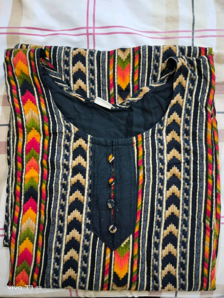 Black Printed Kurta Like New Plus Size