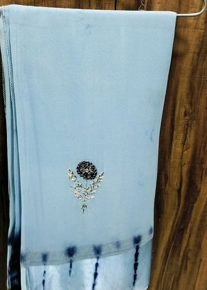 Blue Colour Tye Dye Siffon Saree