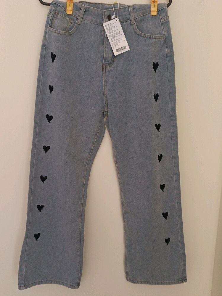 Embroidered Heart Designed Regular fit Jean