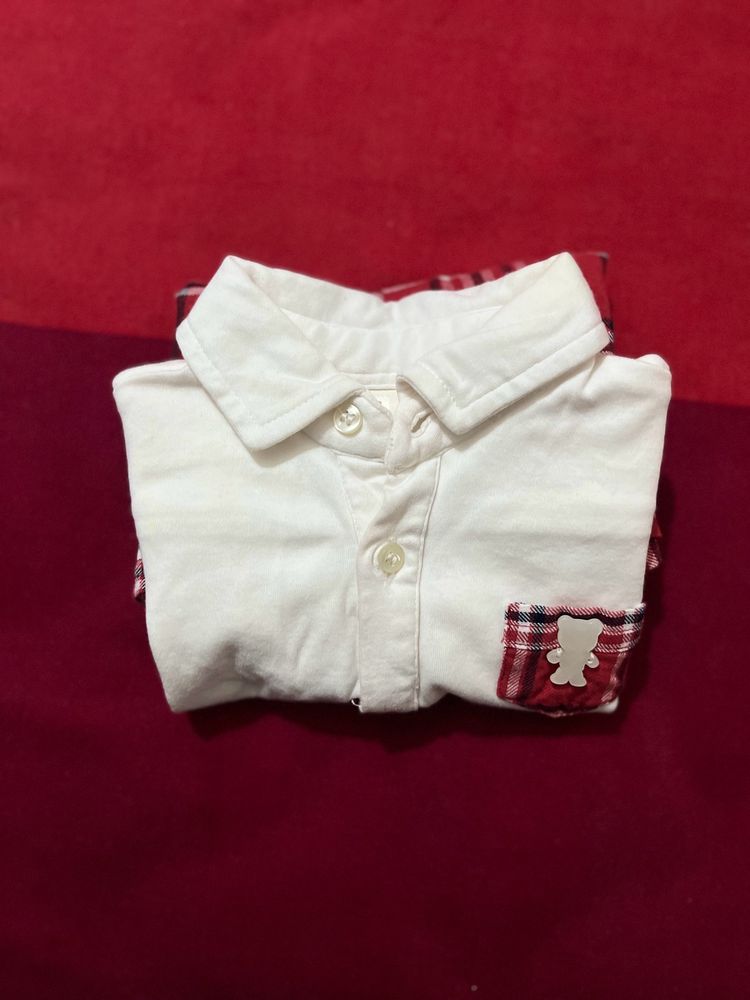 Unisex Baby Check Romper White And Red