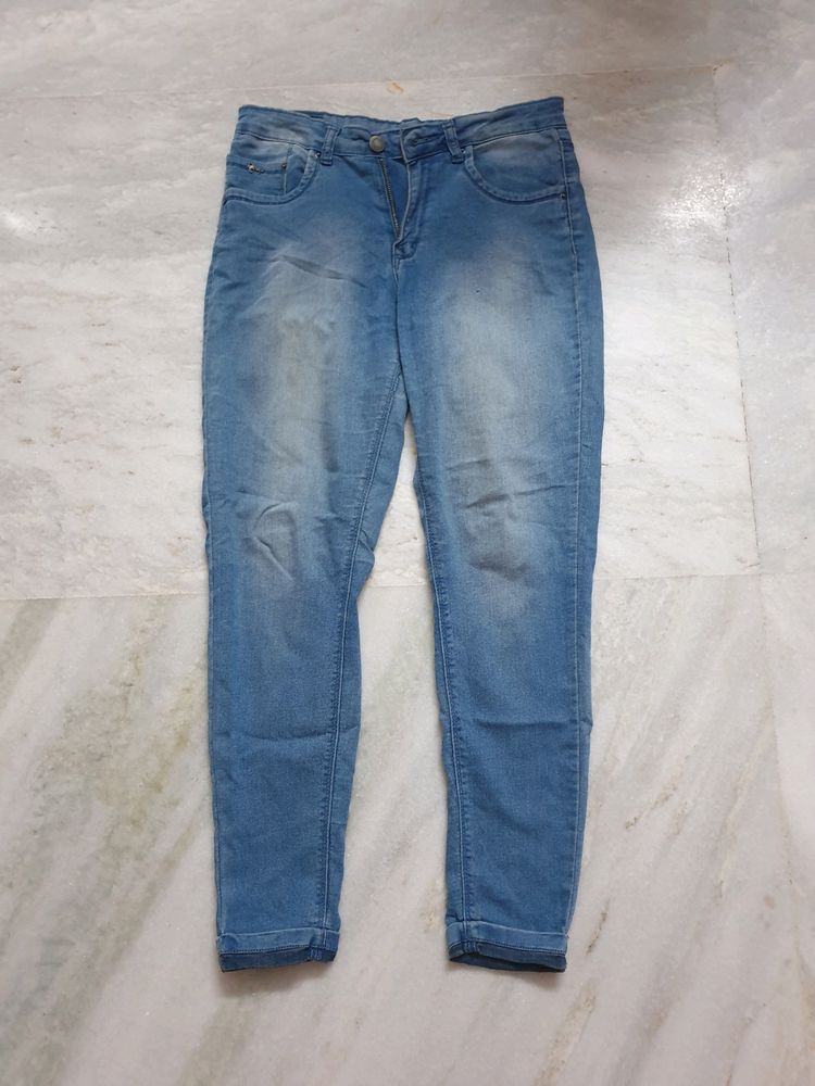 Plain Blue Recap Denim Jeans