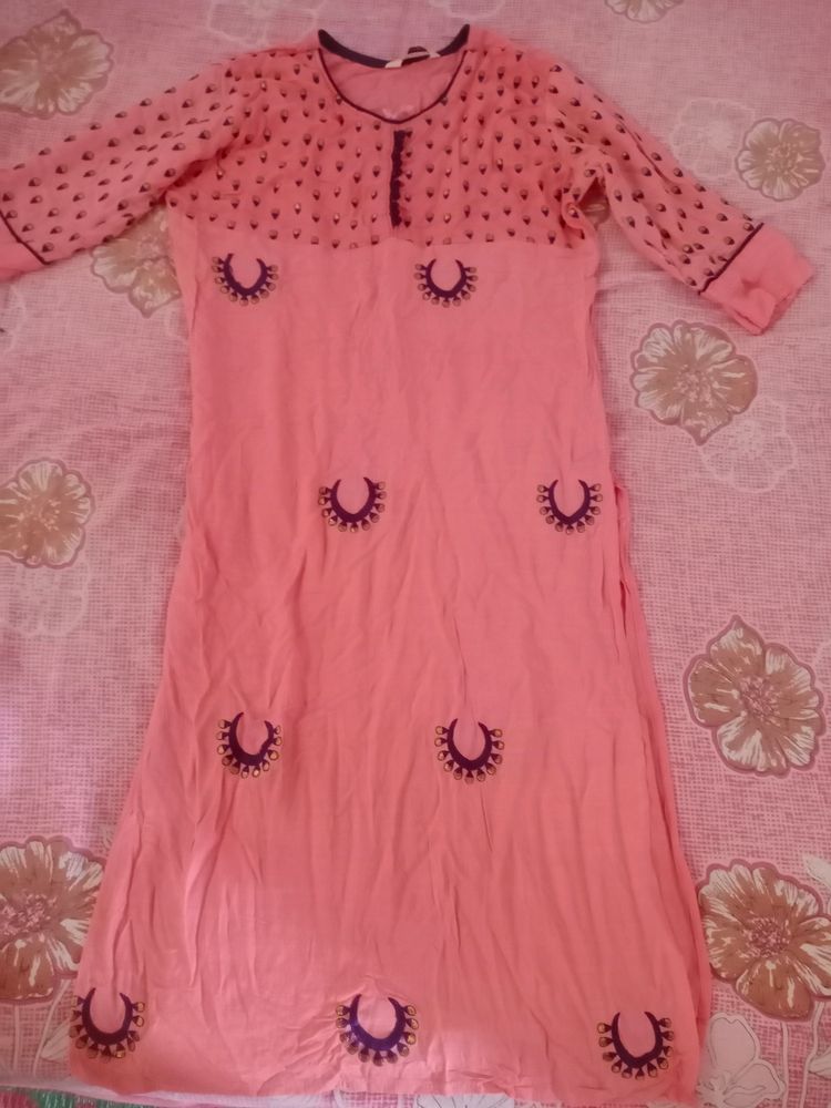 Light Rose Pink Long Kurta..No Flaws ..No Colour Faded..It's Looks Totally Good