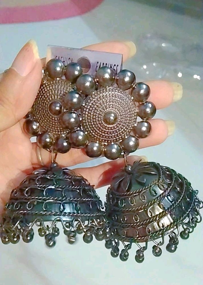 Oxidised Jhumka Earrings For Women
