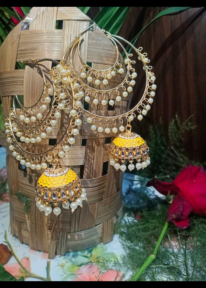 Long Earrings Yellow Colour