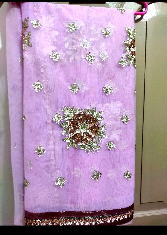 Net Embroidered Saree