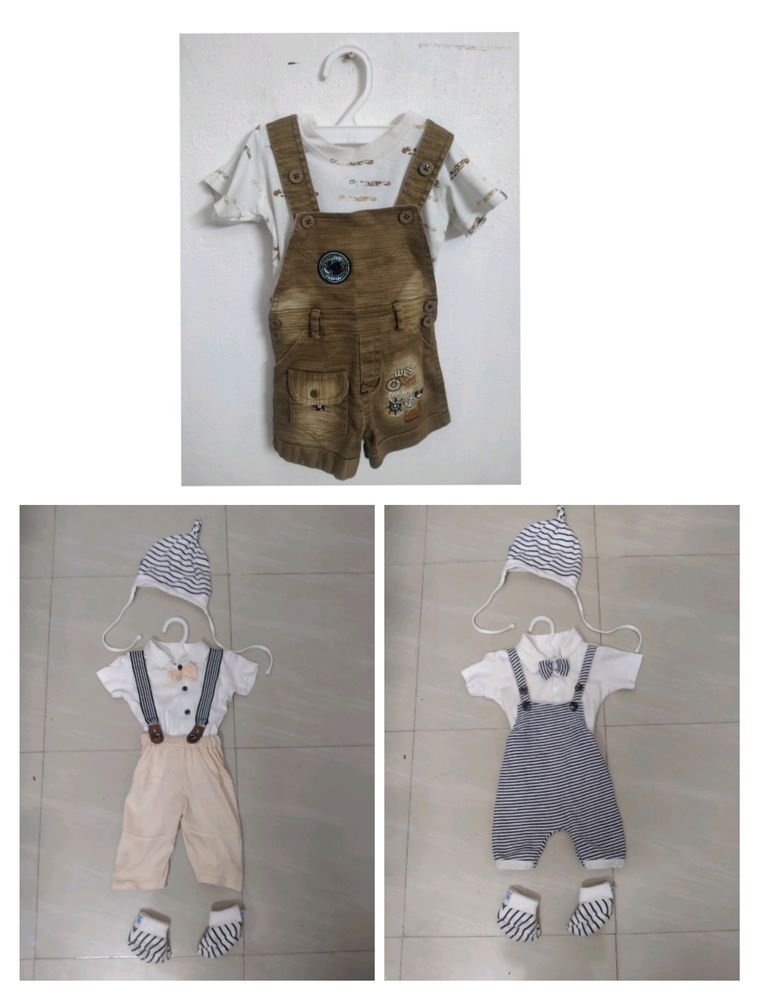 Combo Of 3 Boys Romber Suits With Cap and Bootties