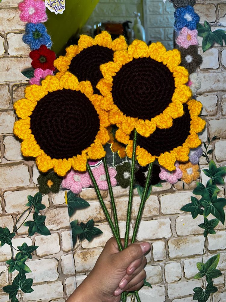 Crochet Big Sunflower For Vase