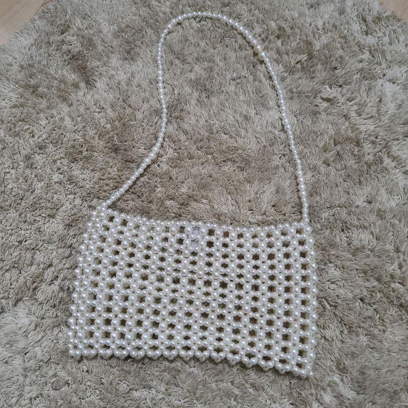 White Beaded Shoulder Bag