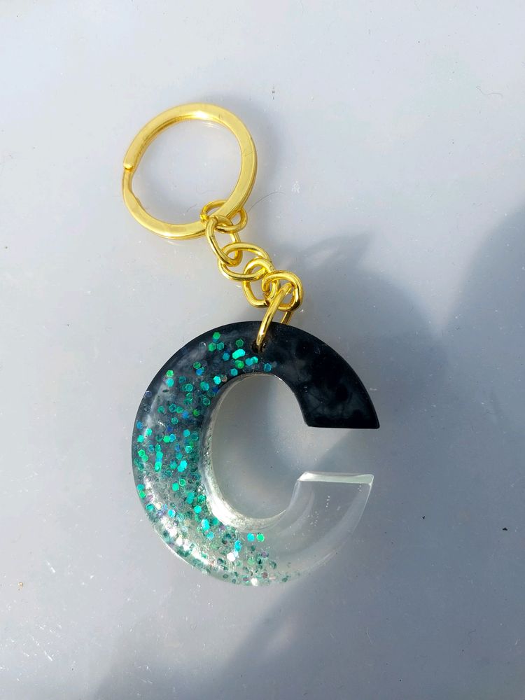 C Letter Unbreakable Resin Keychain