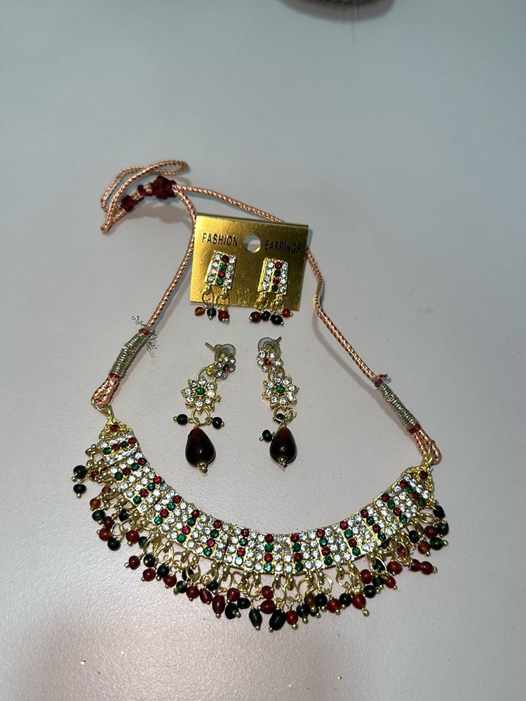 Beautiful Traditional Choker Stone Studded Set