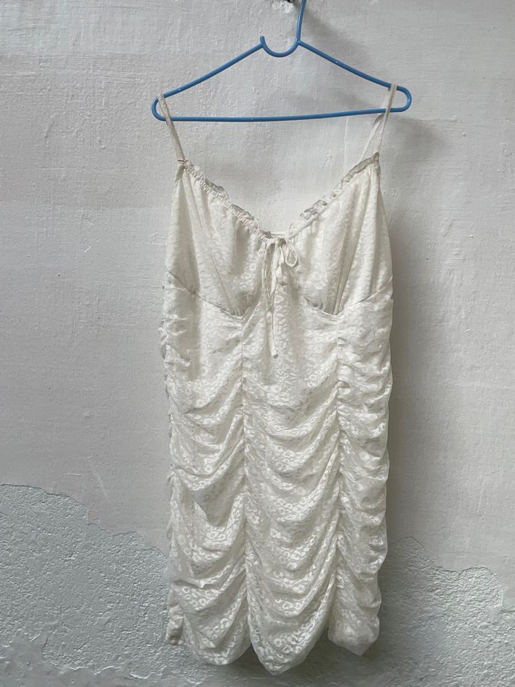 H&M White lace Trimmed draped Dress