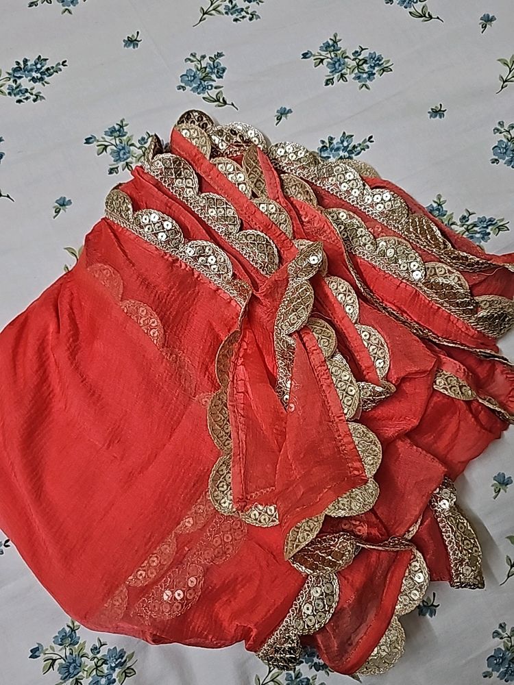 Beautiful Dark Peach Color Dupatta