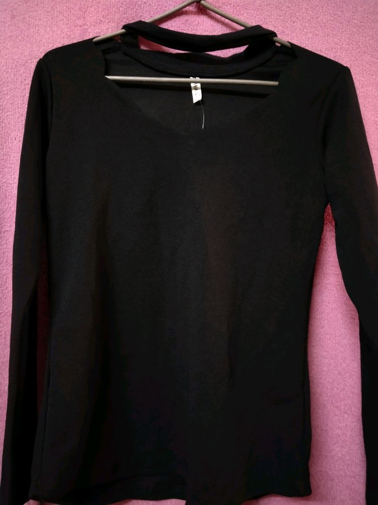 AAHWAN Brand - Strechble Black Full Sleeve Top .. With Stylish Neck Cut !