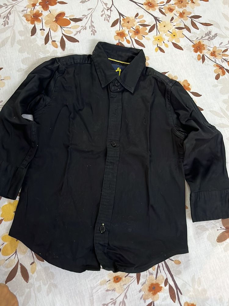 Black Cotton Shirt 3y-4y Boy