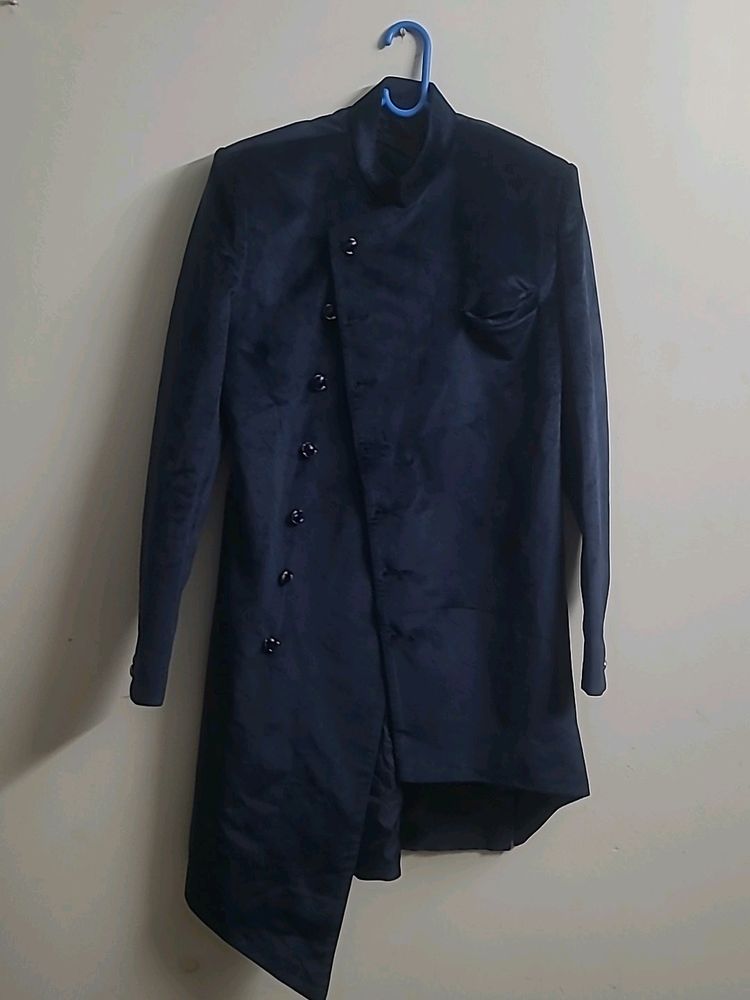 Navy Blue Velvet Royal Sherwani for Boys Men