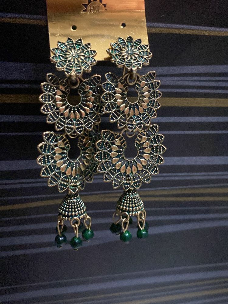 Earrings (Colour - Dark Green)