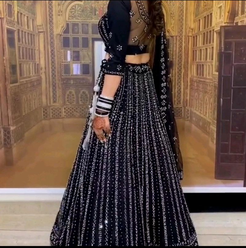 Black Fishcut Lehenga