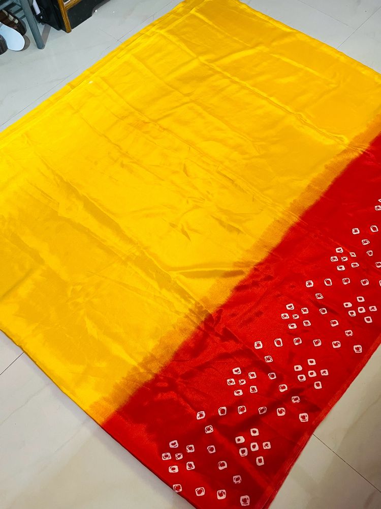 Rajasthani Yellow red Bandhini Saree