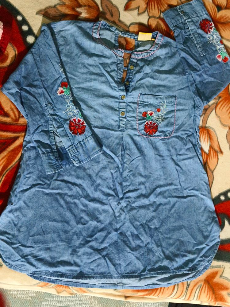 Beautiful Embroidery Denim Top..