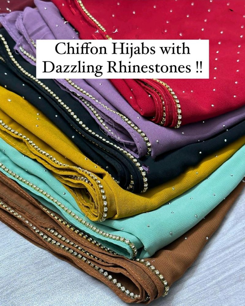 Chiffon Hijab With Rhinestones