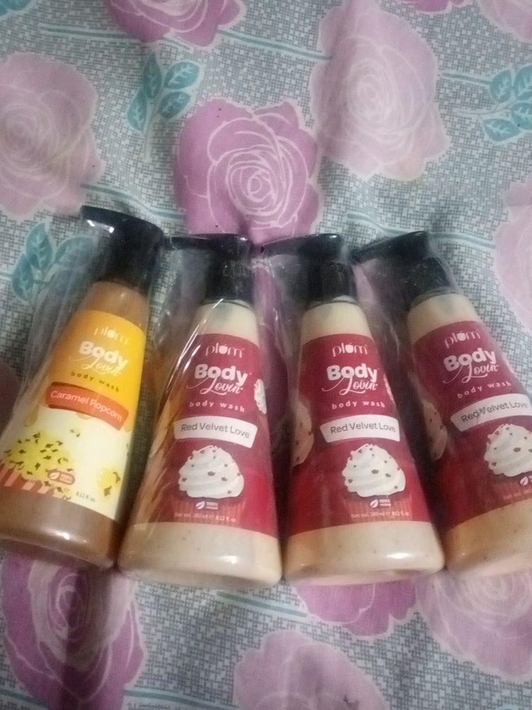 1 Caramel Popcorn And 3 Red Velvet Body Wash