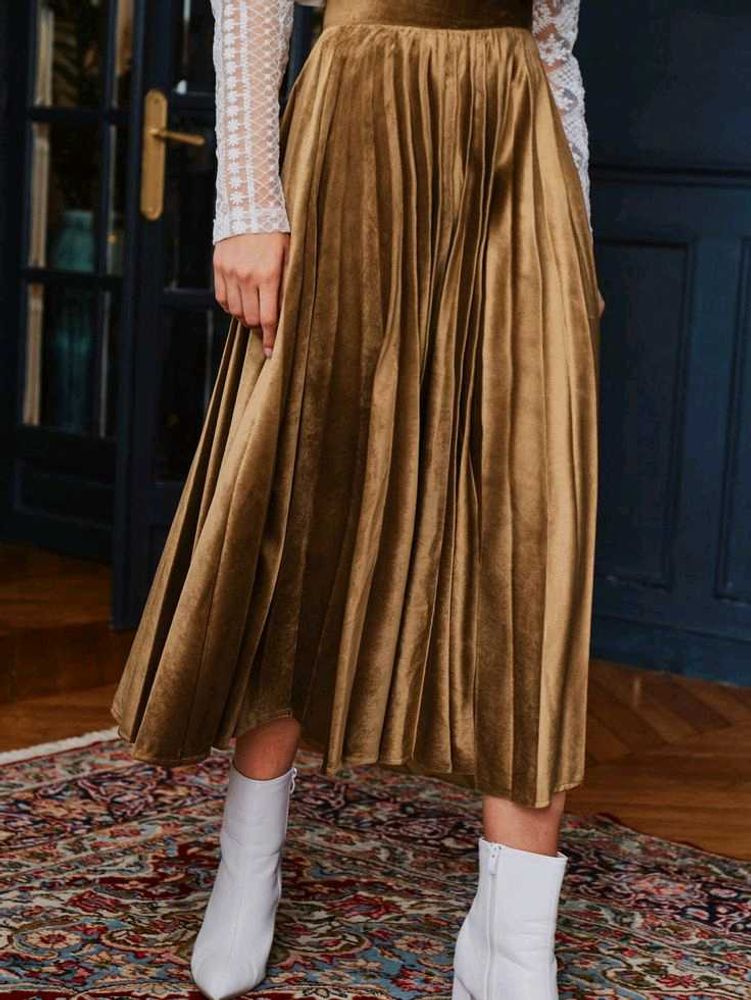 Pinteresty Brown Velvet Skirt