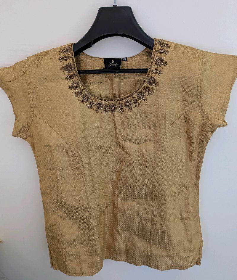 Women Gold Embellished Top