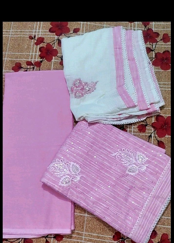 New Fine Pure Cotton Pink Suit Fabric