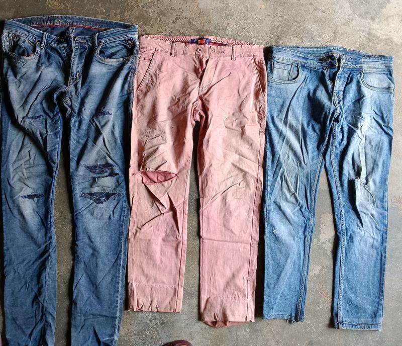 Combo, 3 Used And Damage Jeans Pant