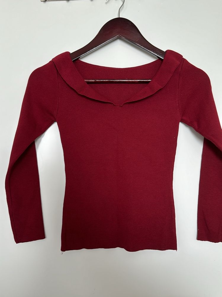 Maroon Knitted Top 26 Bust