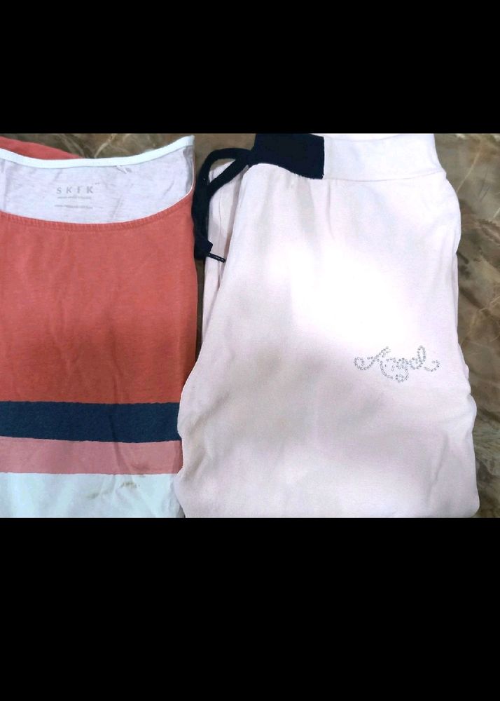 Light Peach 3 Qtr Pant N Tr Shirt