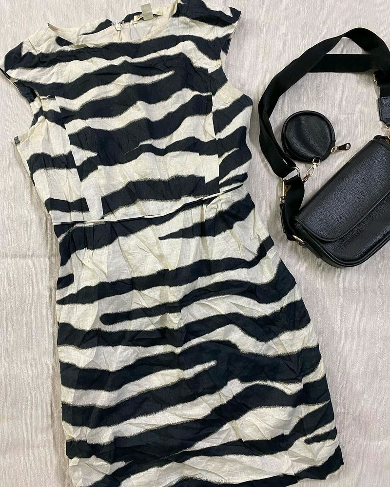 Black And White Striped Mini Dress