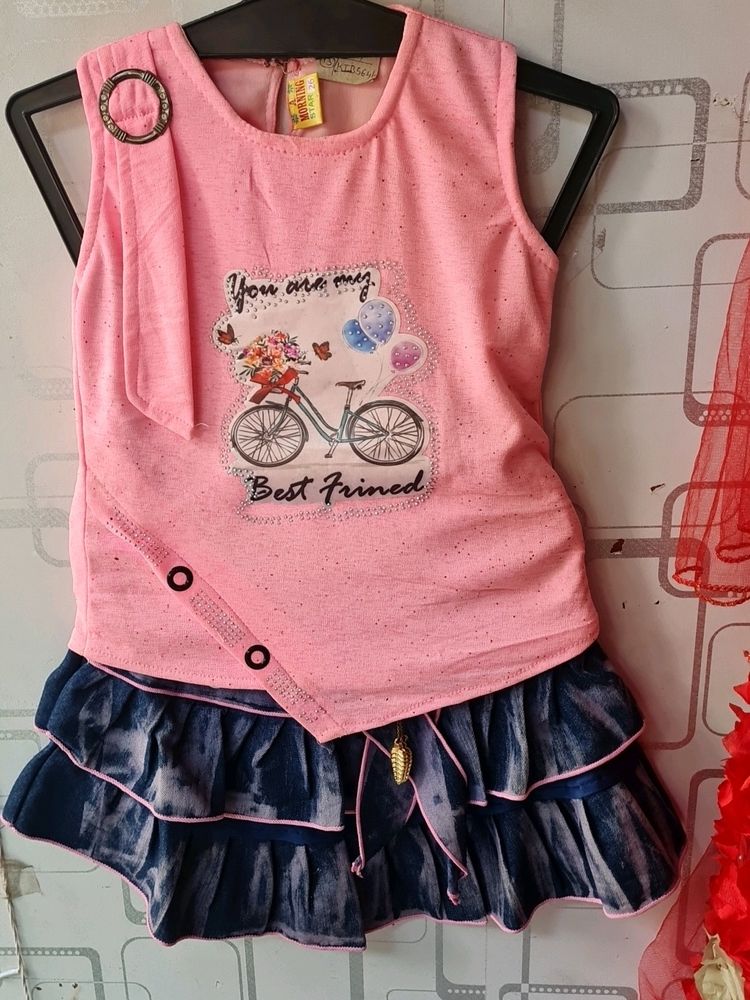 Skirt Top Denim For Kids