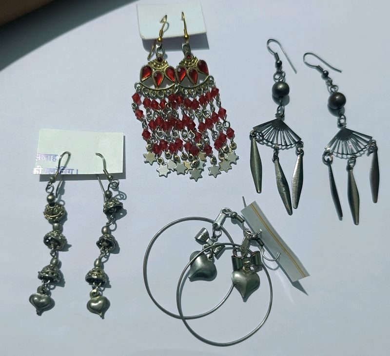 Silver Earrings Combo Of 4