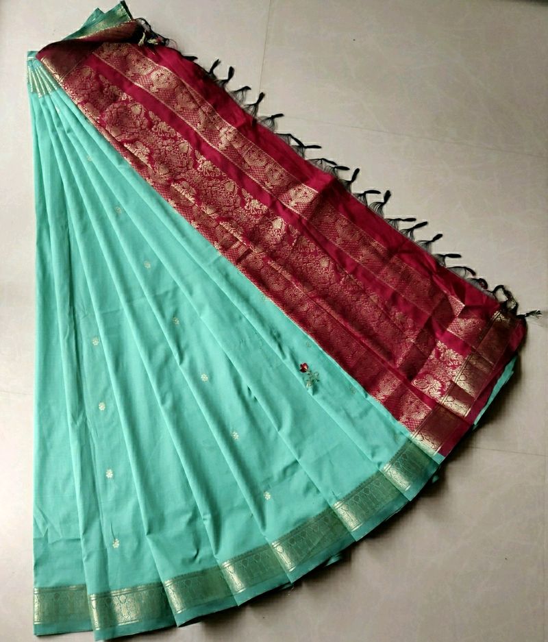 Soft Olive Green Saree