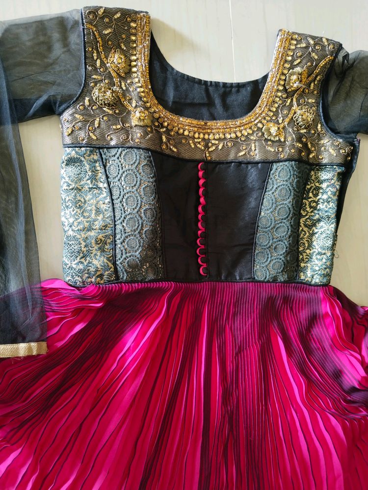 Pink And Black Gown