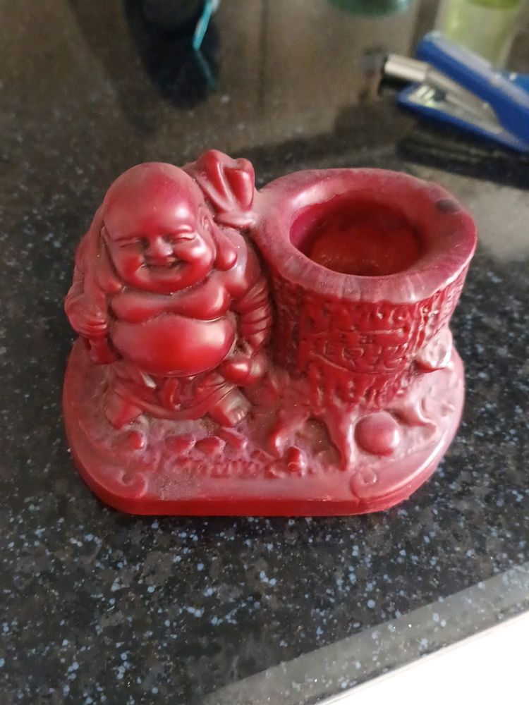 Laughing Buddha With Pen Stand