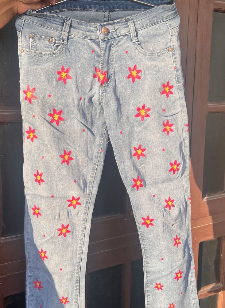 Flower Jeans - Extremely Cute & Pop Of Color