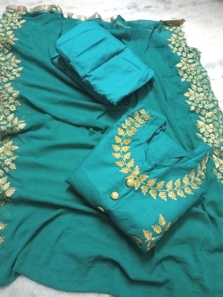 ZARI KURTA SET GREEN