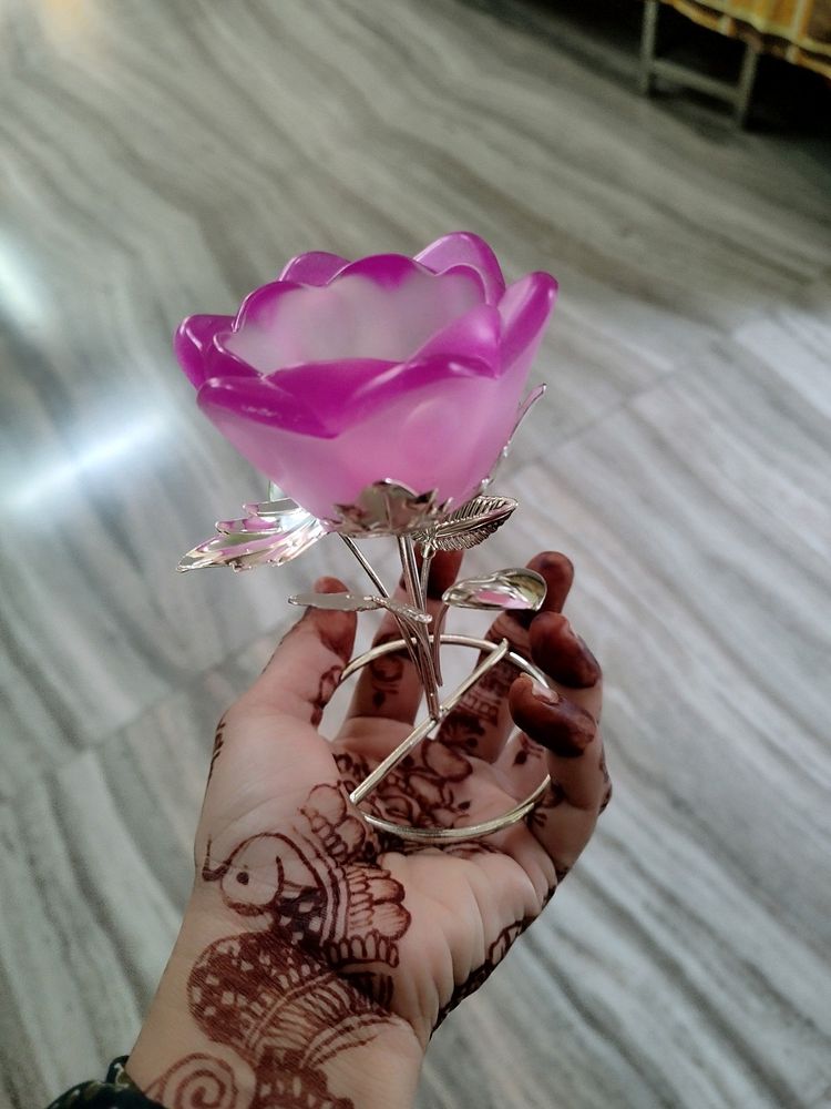 Beautiful  Big Size Rose Pink Candle Holder