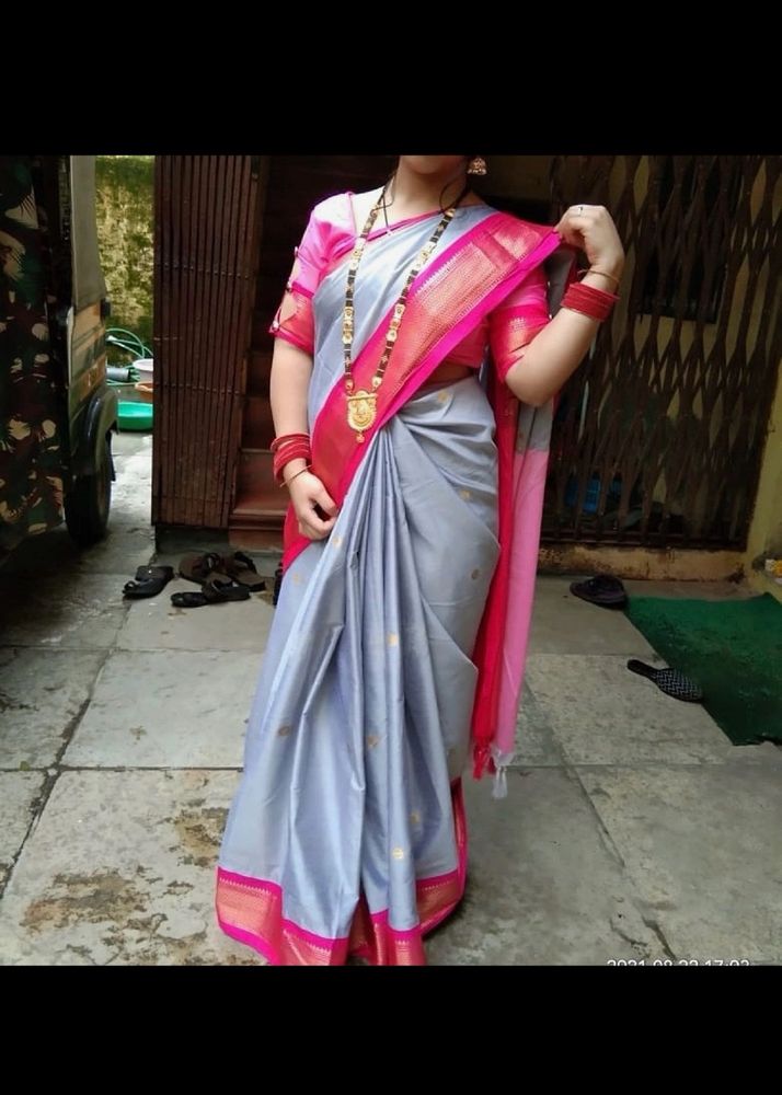 Grey Traditional Saree With Blouse