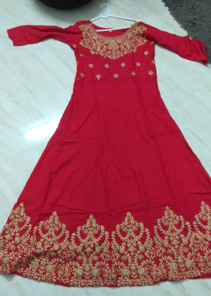 Anarkali Kurti With Bottom Embroidery -Large Size.