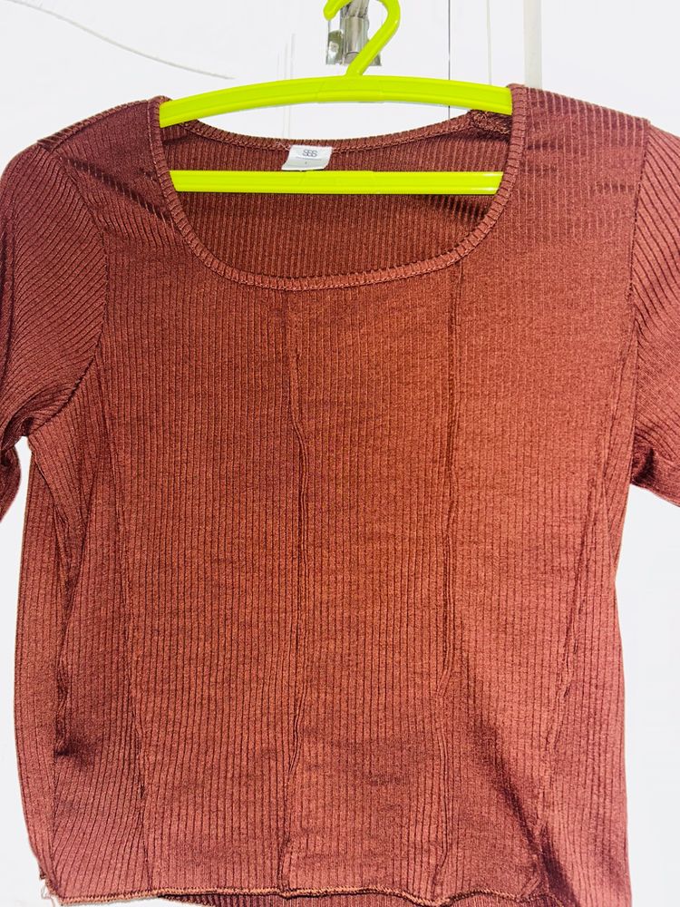 Women Brown Colour Crop Top