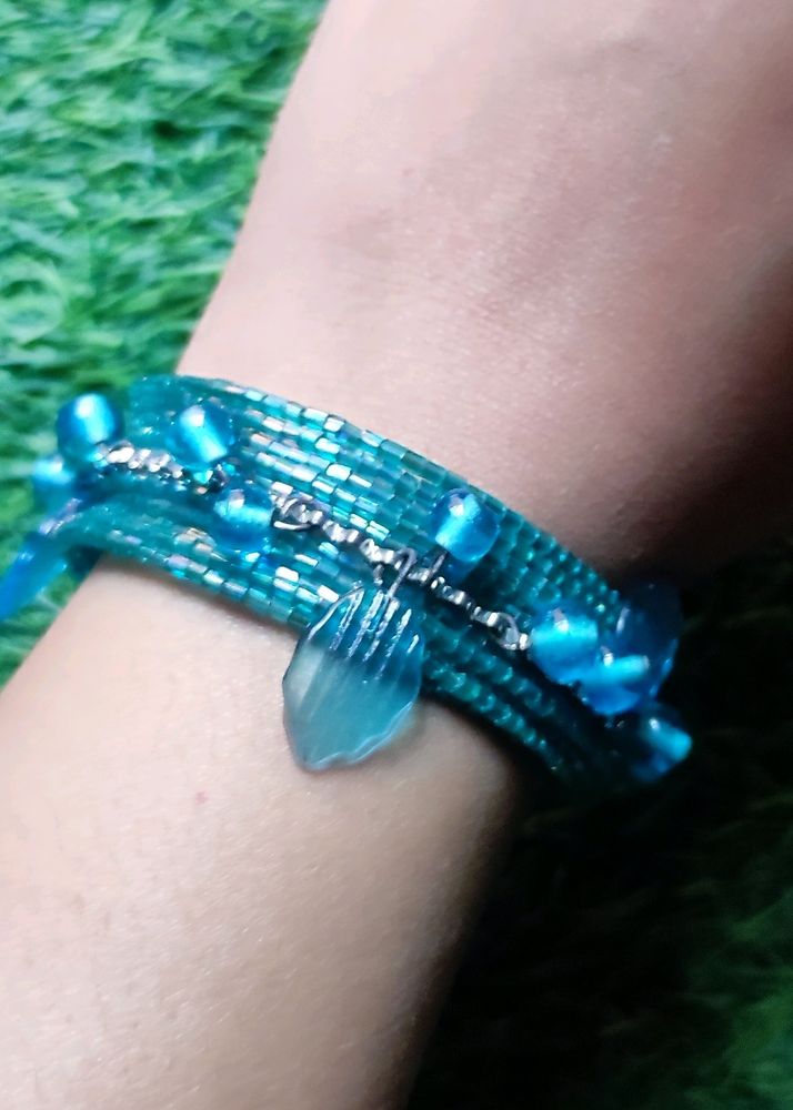 Sea- Blue Beaded Bracelet