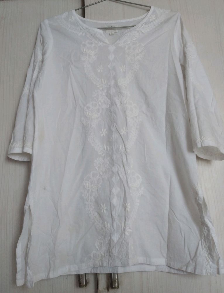 White Chikankari Short Kurti