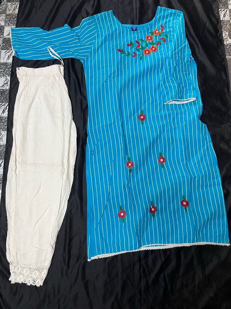 New Kurti Set With Embroidery.