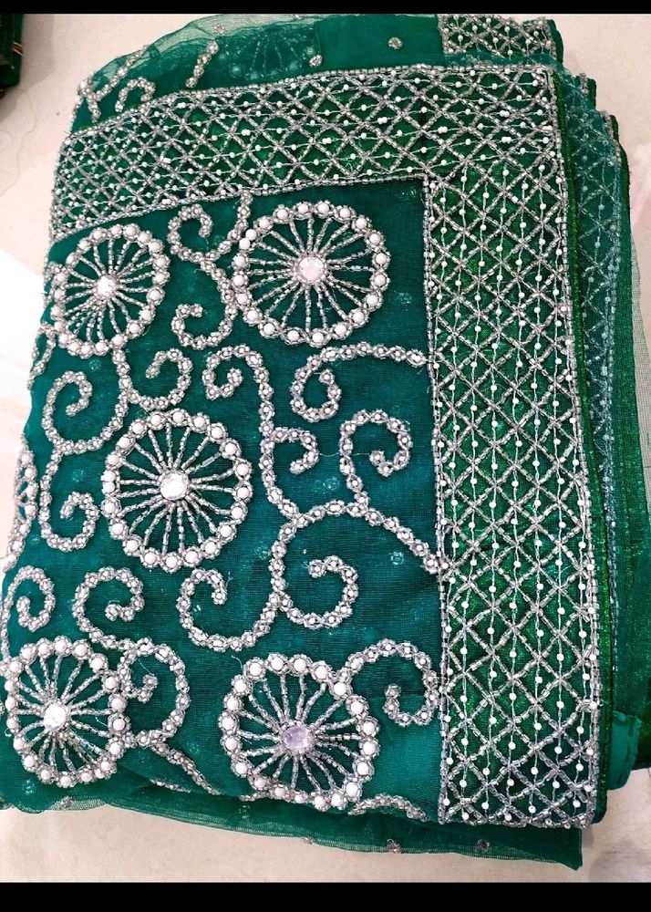 Bottle Green Saree