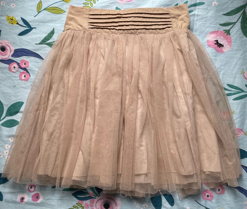 Nude Puffy Net Skirt