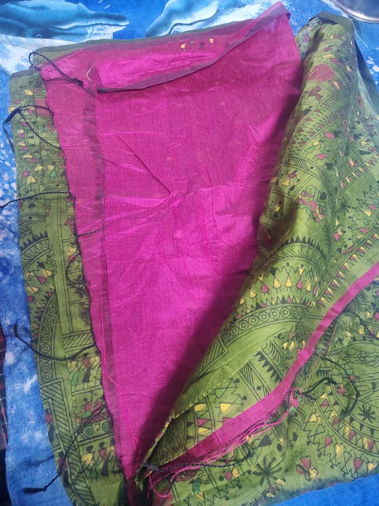 Mehendi Colour Rural Print Saree